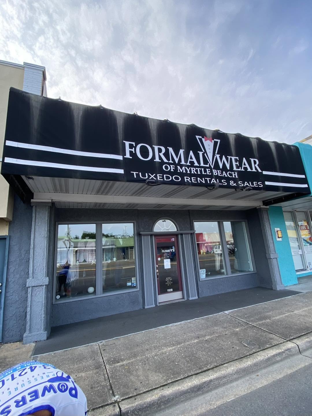 New awning and storefront cleaning for Formal Wear of Myrtle Beach