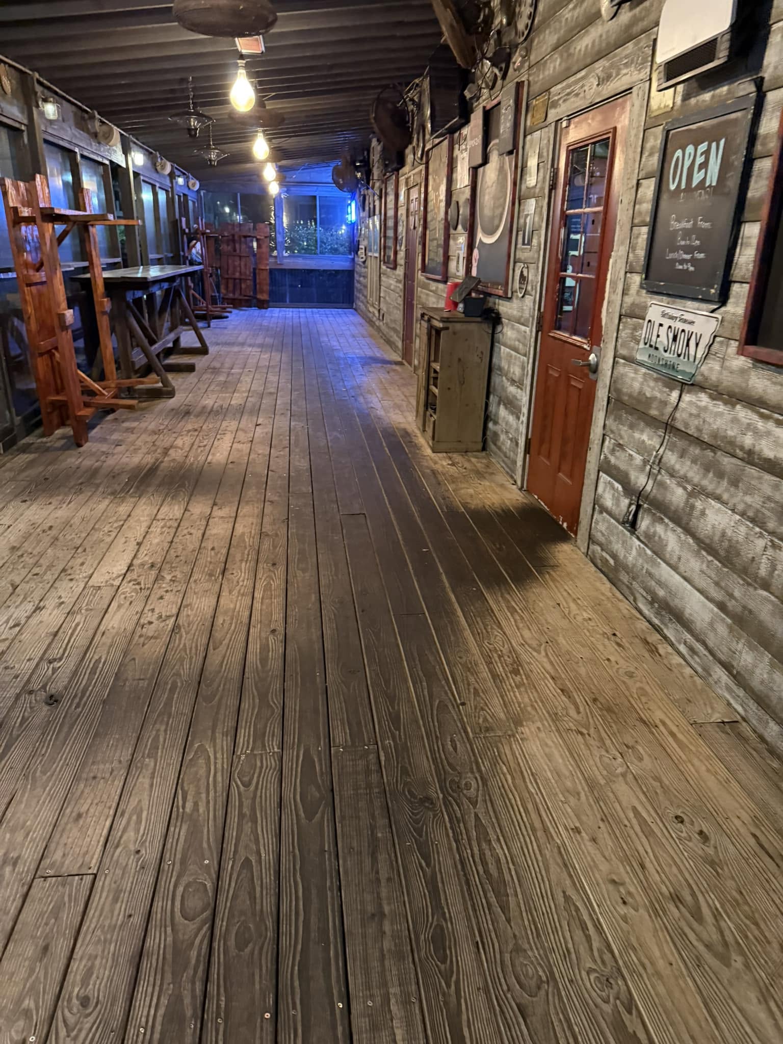 Clean wood boardwalk deck