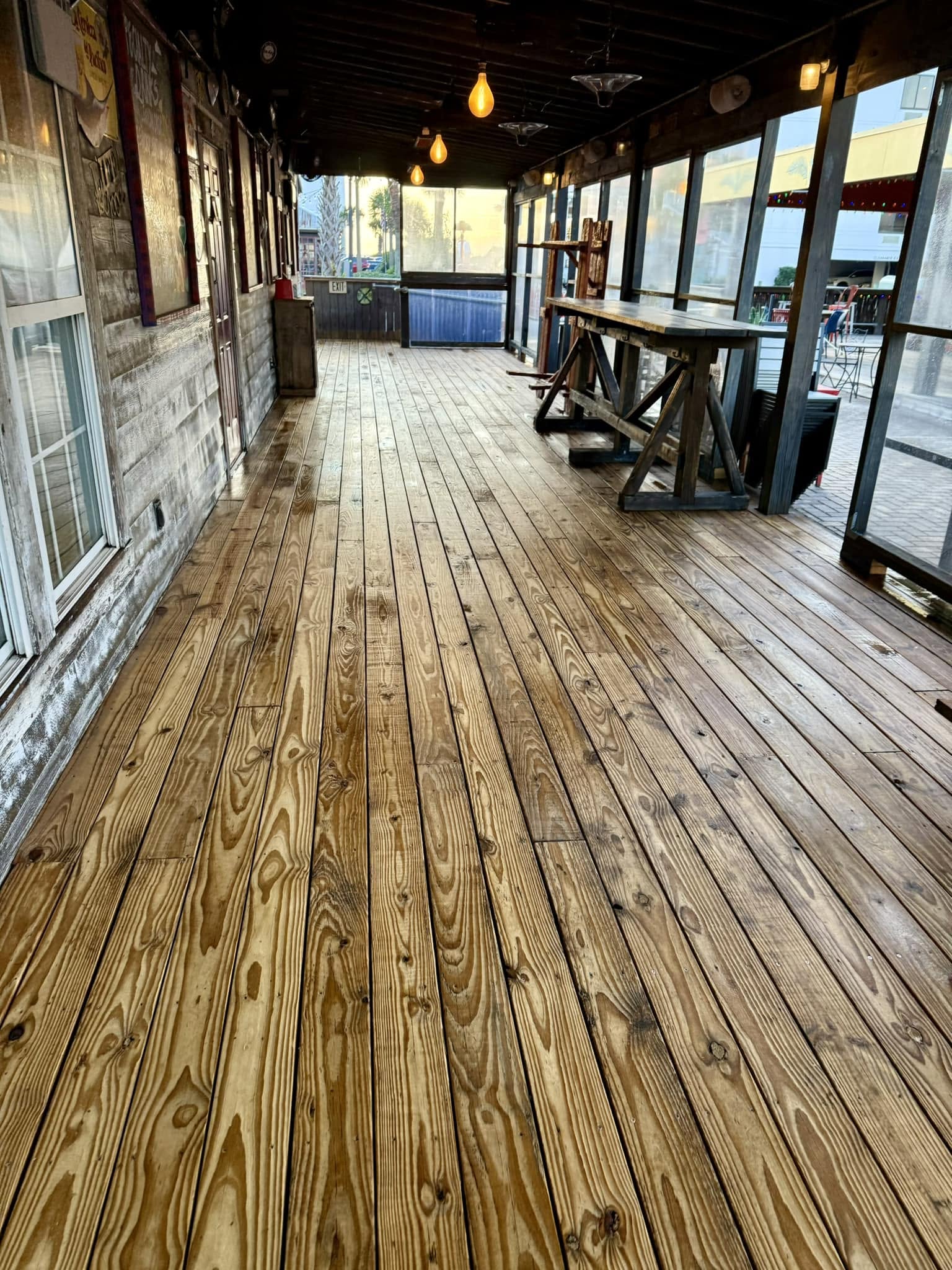 Restored wood deck