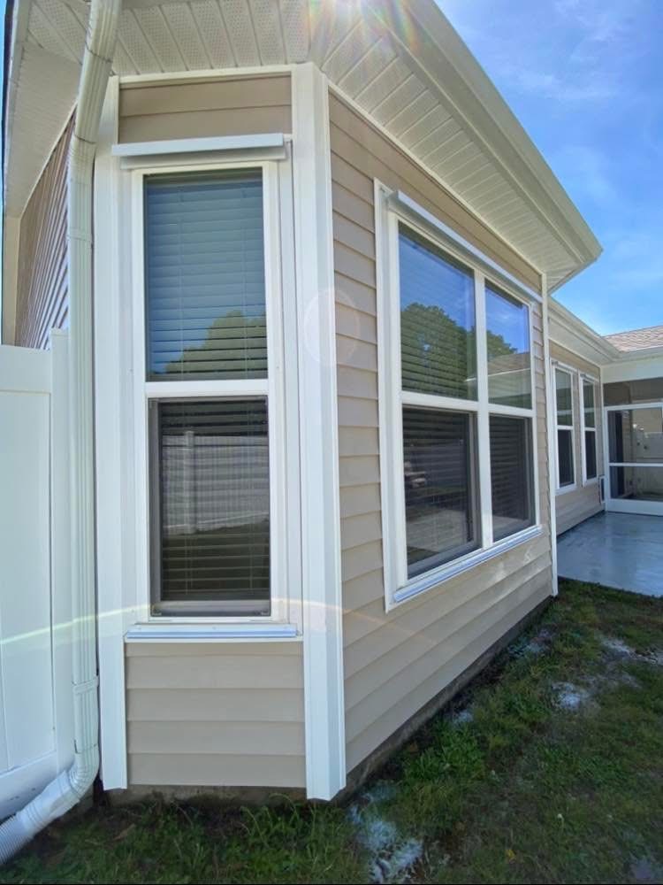 Freshly soft-washed vinyl siding